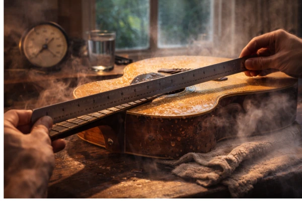 Como saber se o violão empenou por umidade