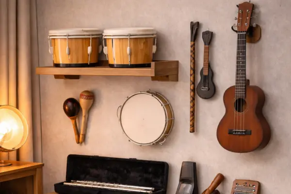Como organizar instrumentos musicais pequenos em casa sem causar desgaste ou bagunça