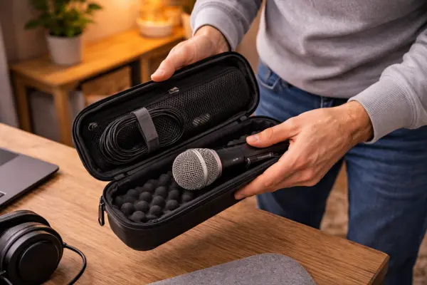 Como transportar microfone dentro de casa sem danificar o equipamento